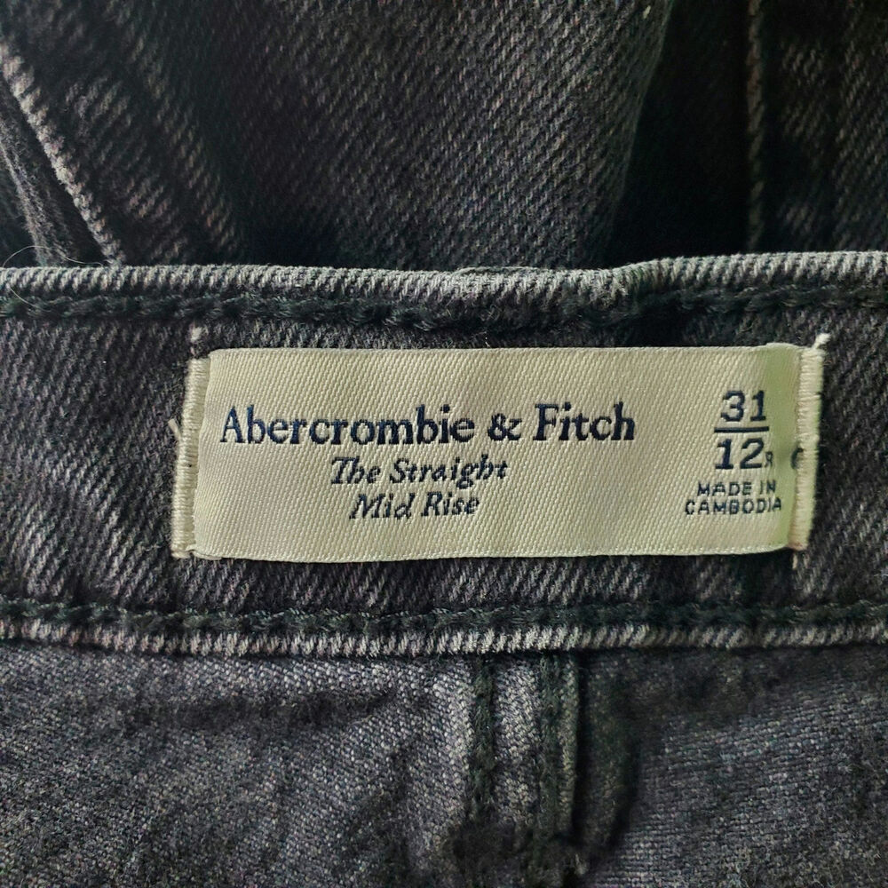Abercrombie & Fitch Womens Black The Straight Mid Rise Jeans Size 31 12 - Picture 3 of 6